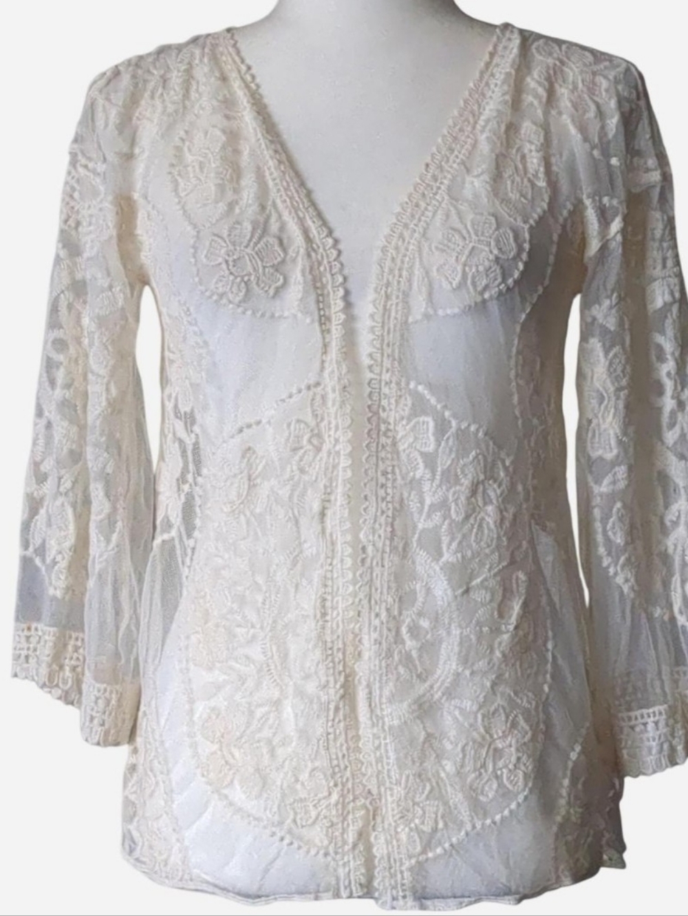 ✨ BOHO DREAM ✨ Rebellion Again Floral Lace Sheer Cardigan - M